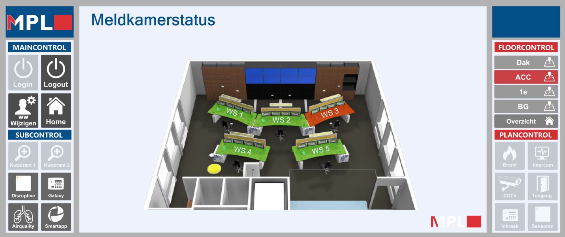 WinGuard fire alarm at the Henkel site: building, alarm point and floor in the header, the full action text with access route and hazard information, and the floor plan with the triggered detector highlighted.