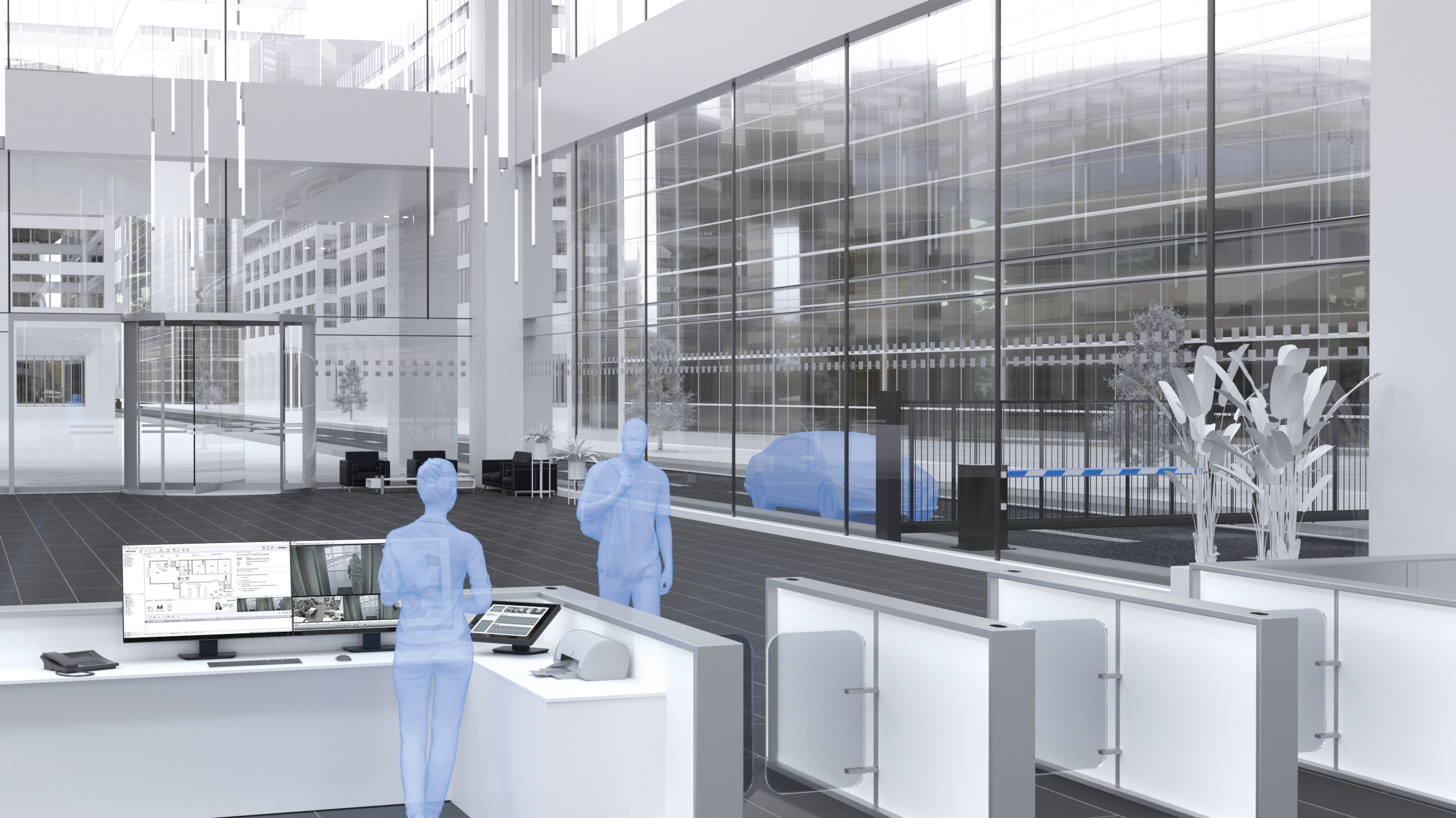 WinGuard Basic: medium-sized installation with multiple operator workstations.